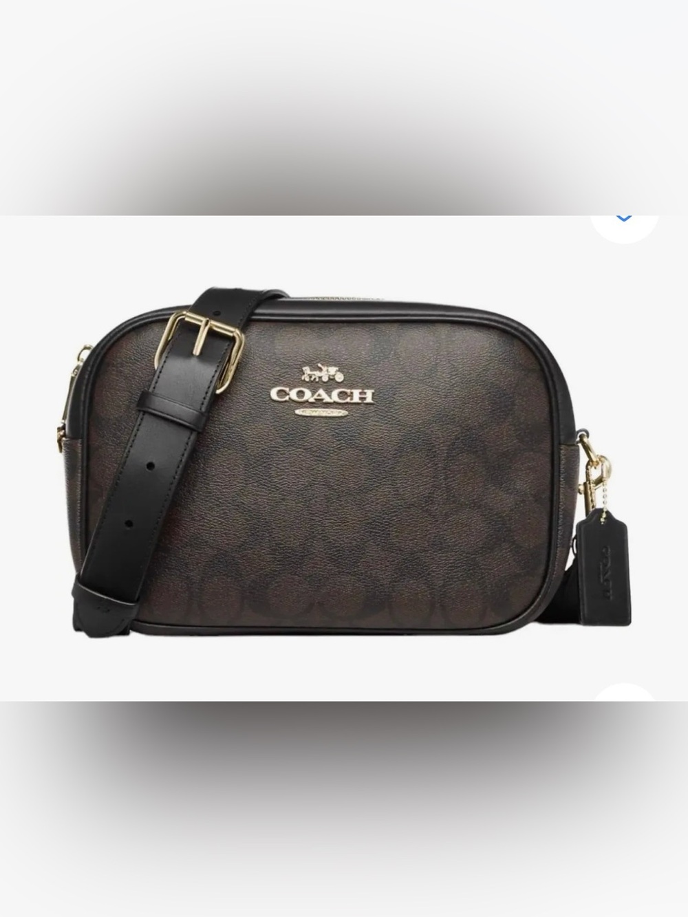 Coach Brown Signature Messenger Crossbody with Black Strap